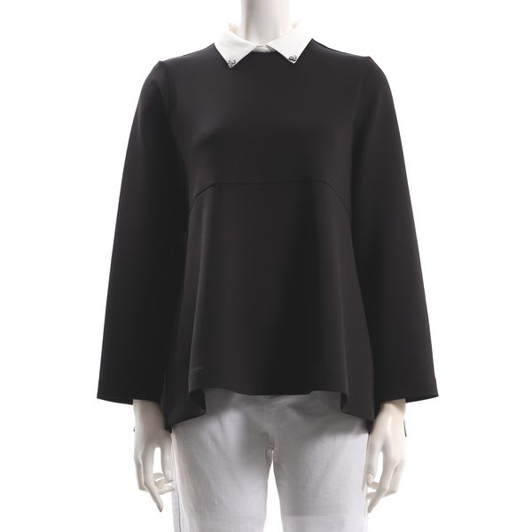 ビジューつき取り外し襟ペプラムトップス