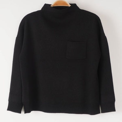 ボトルネックポケットニットプルオーバー