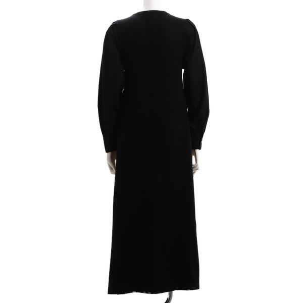 袖布帛切替ドッキングワンピース