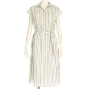 Dカンベルトストライプ柄ワンピース