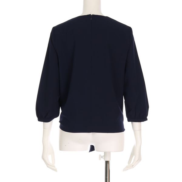 ウエストリボンラウンドネックブラウス