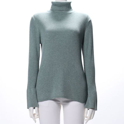 タートルネックリブニット