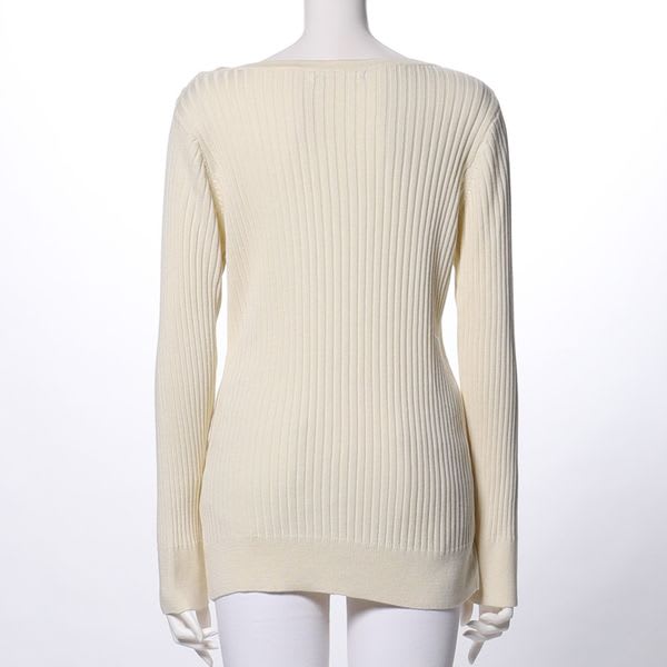 ラウンドネックリブニットプルオーバー