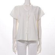 ネックラインデザイン前開きブラウス