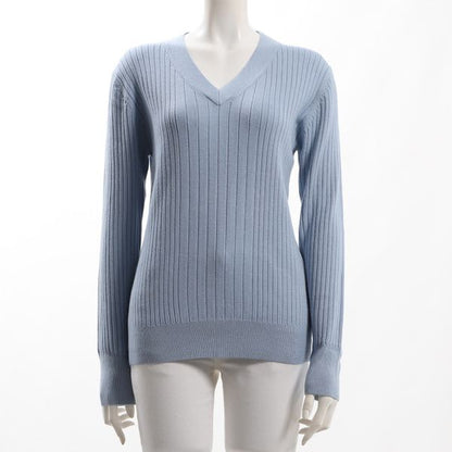 ランダムリブVネックニット