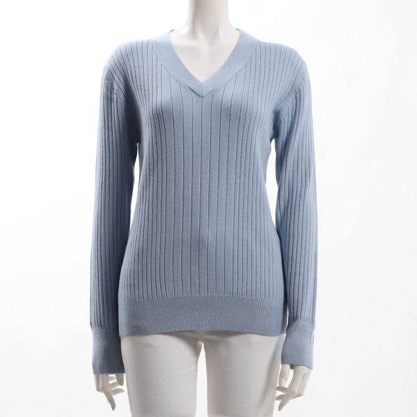 ランダムリブVネックニット
