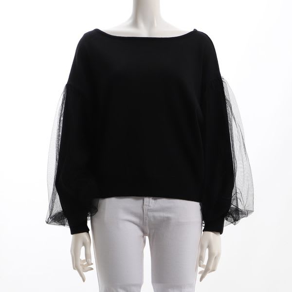 チュールスリーブニット