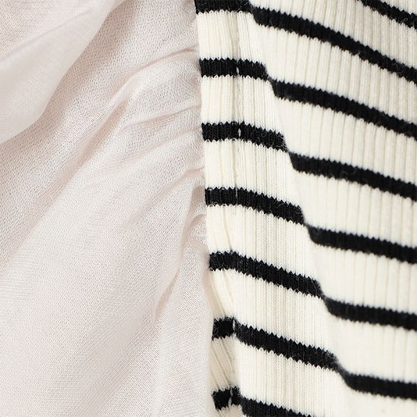 ボリューム切り替えボーダー柄カットソー