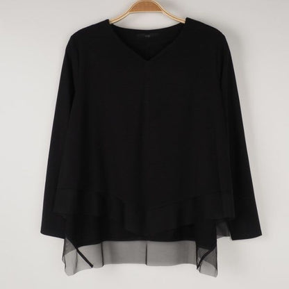 裾異素材切替えカットソー