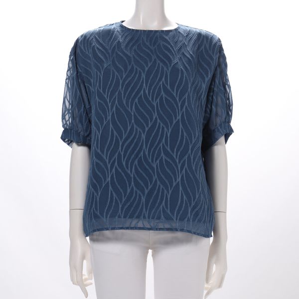 シアー素材クルーネックブラウス