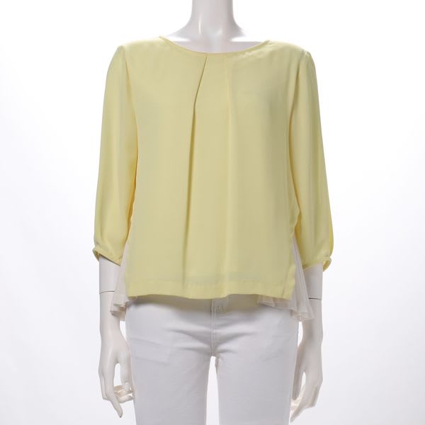 梨地ファイズ加工プリーツ切替えブラウス