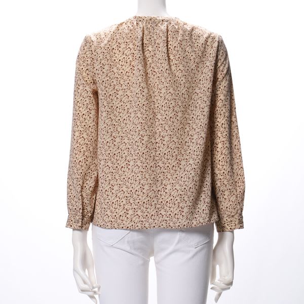 小花柄スタンドカラーブラウス