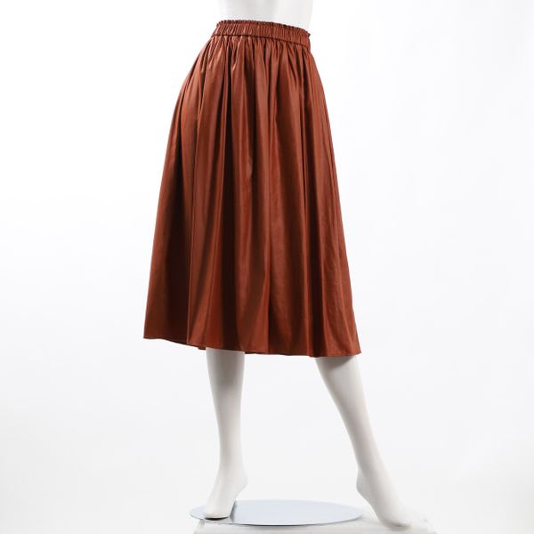 レザーライクギャザーフレアスカート
