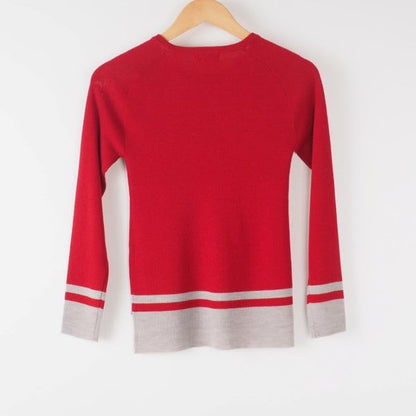 裾バイカラーラウンドネックニット