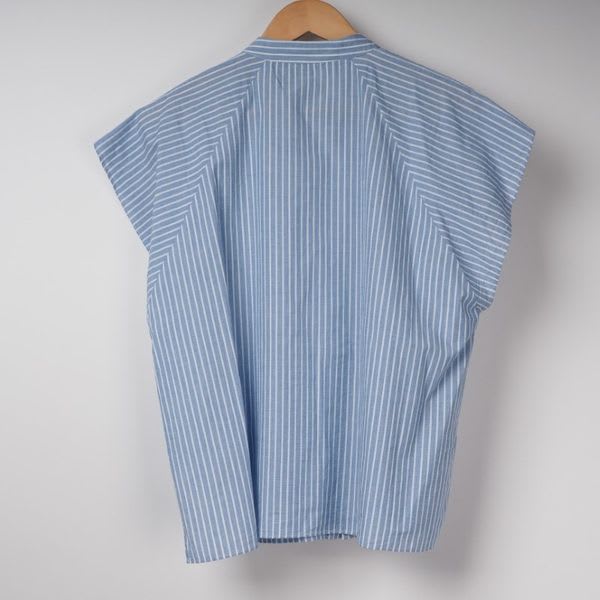 オープンフロントネックバンドカラーシャツ