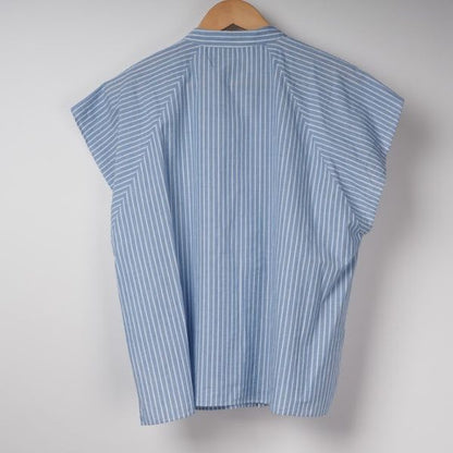 オープンフロントネックバンドカラーシャツ