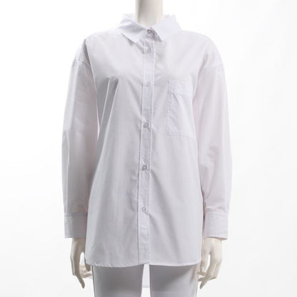 シンプルデザインシャツカラーブラウス