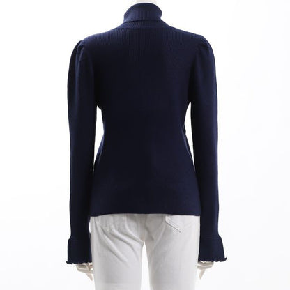 袖フリルリブニット