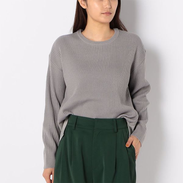 異素材切り替えリブニット