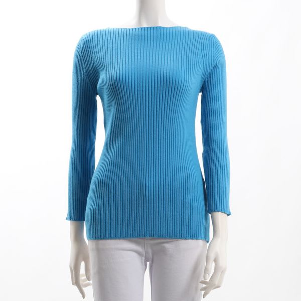 スラッシュドネックリブニット