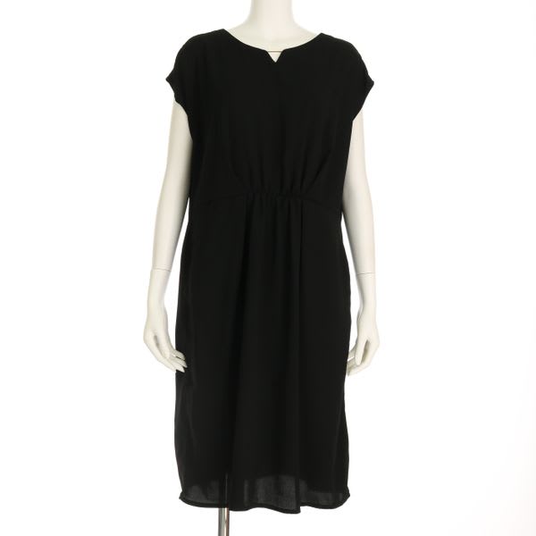 ダブルクロスキーネックウエストギャザーワンピース