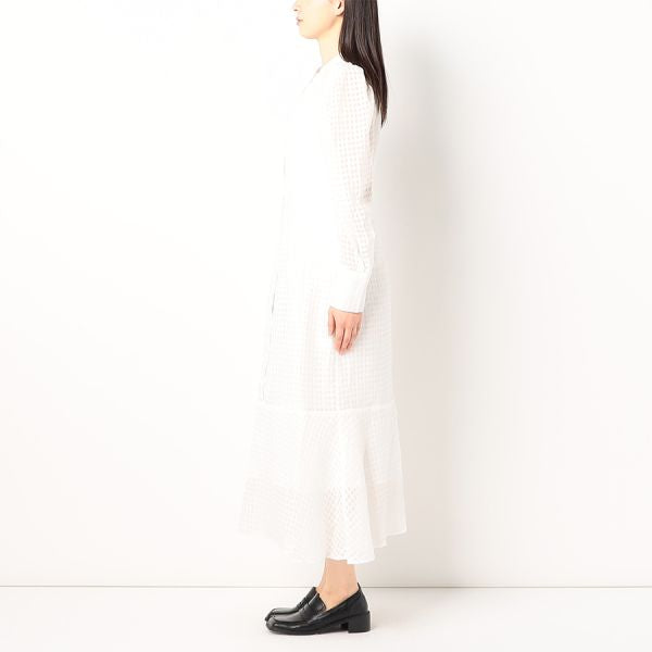 シアーチェック柄シャツワンピース