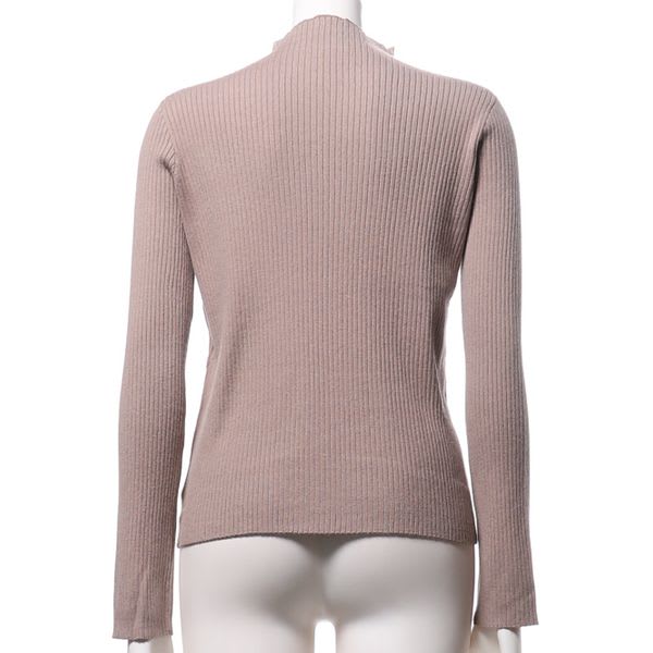 アシンメトリー裾デザインリブニット