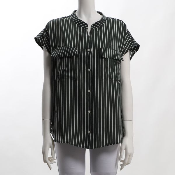 アウトポケットストライプ柄ブラウス