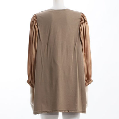 シャイニーサテンパフスリーブカットソー