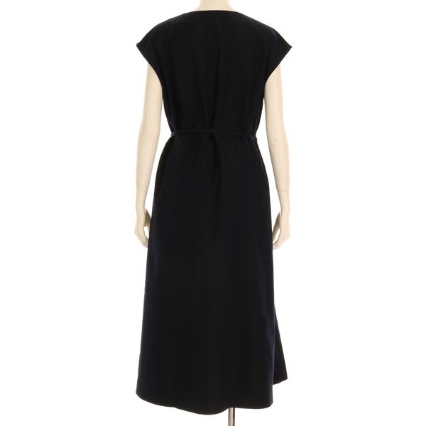 細ウエストリボンオープンフロントネックワンピース