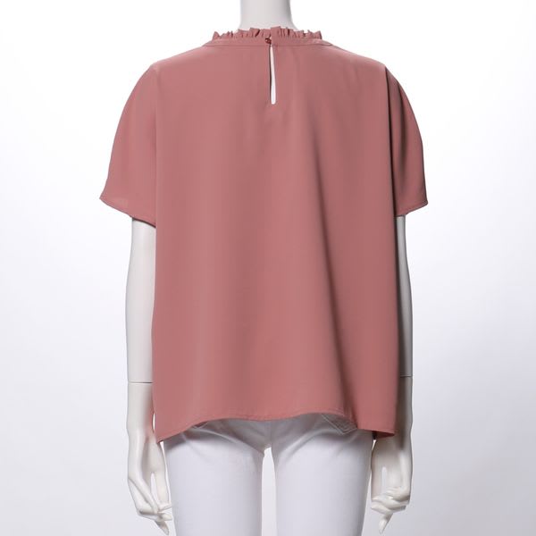 フリルネックブラウス