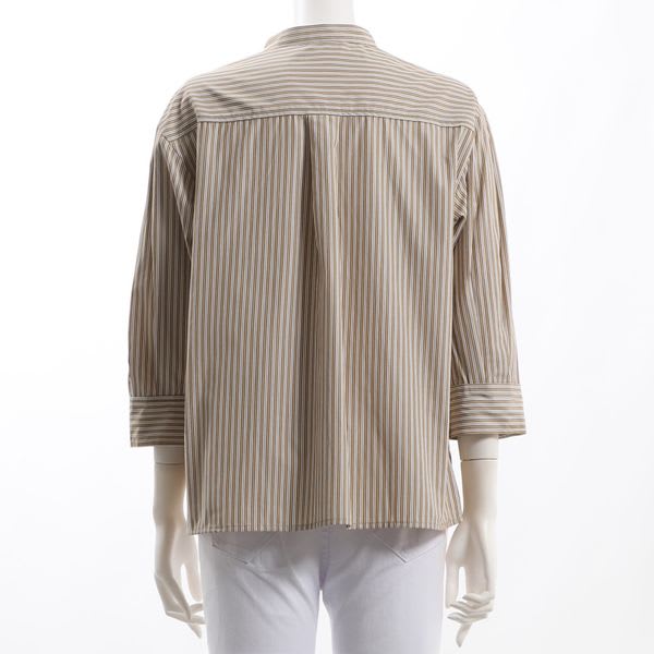 ストライプ柄スタンドカラ―シャツ