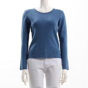 ラウンドネックリブニット