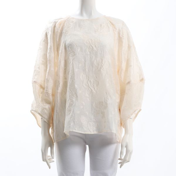 フラワーオパール刺繍入りラグランスリーブブラウス