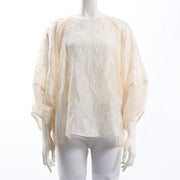 フラワーオパール刺繍入りラグランスリーブブラウス