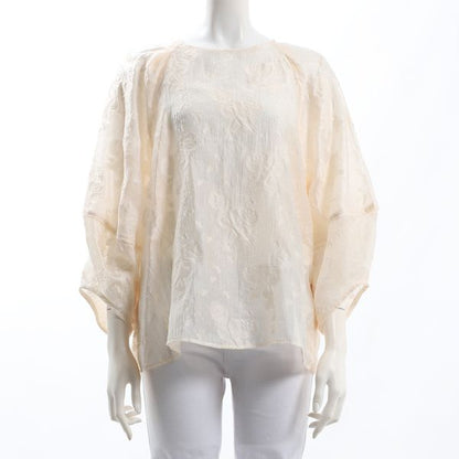 フラワーオパール刺繍入りラグランスリーブブラウス