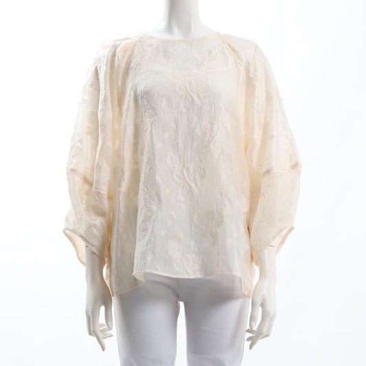 フラワーオパール刺繍入りラグランスリーブブラウス