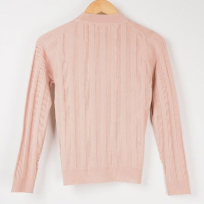 クルーネック細リブニット