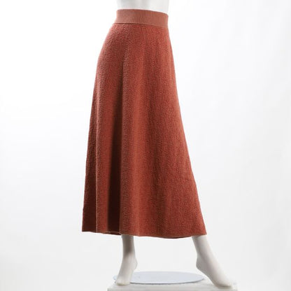 格子MIX柄ハイウエストニットフレアスカート