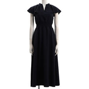 ビッグフリルオープンフロントネックワンピース