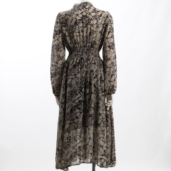 大花柄ウエストシャーリングワンピース