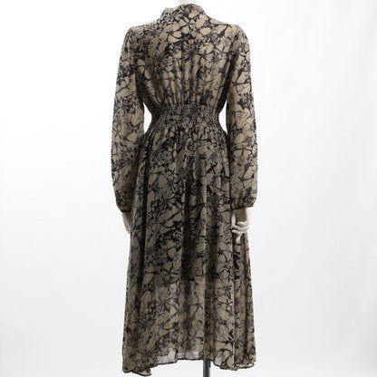 大花柄ウエストシャーリングワンピース