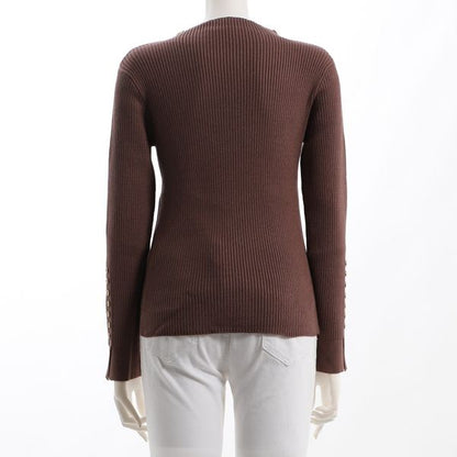 お袖ボタンデザインリブニット