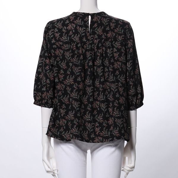 花柄ギャザードネックブラウス