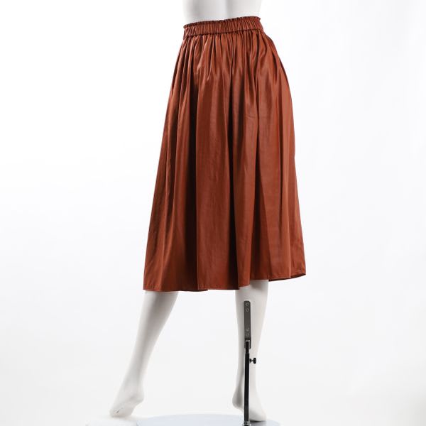 レザーライクギャザーフレアスカート