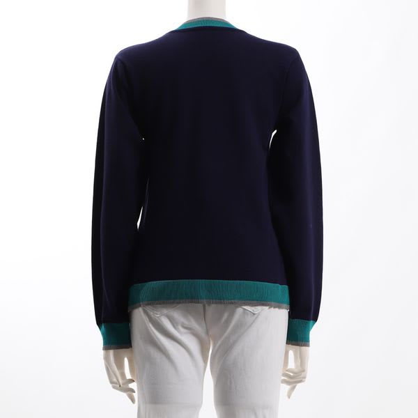 配色デザインクルーネックニット