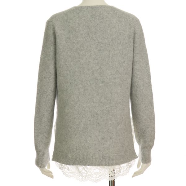 アンゴラ混Vネックニットレース使い