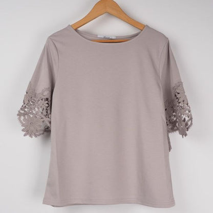 袖レースカットソー