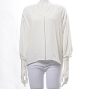 オープンフロントネックラグランスリーブブラウス