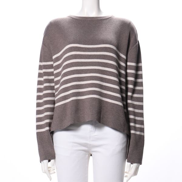 ボーダー柄ドロップショルダーニット